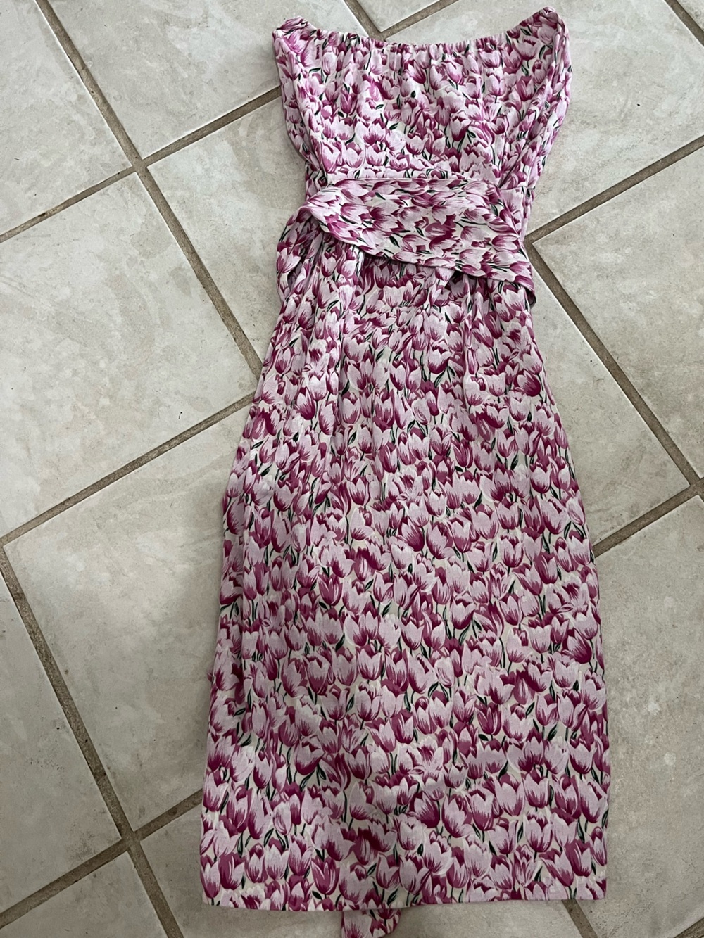 Diane Von Furstenberg Pink size 12 Floral Maxi Dress Tie Italy Rare vintage - Picture 1 of 5